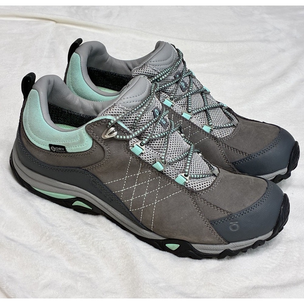Oboz Sapphire Low B-Dry Waterproof Hiking Shoes Charcoal Beach Glass Size 10
